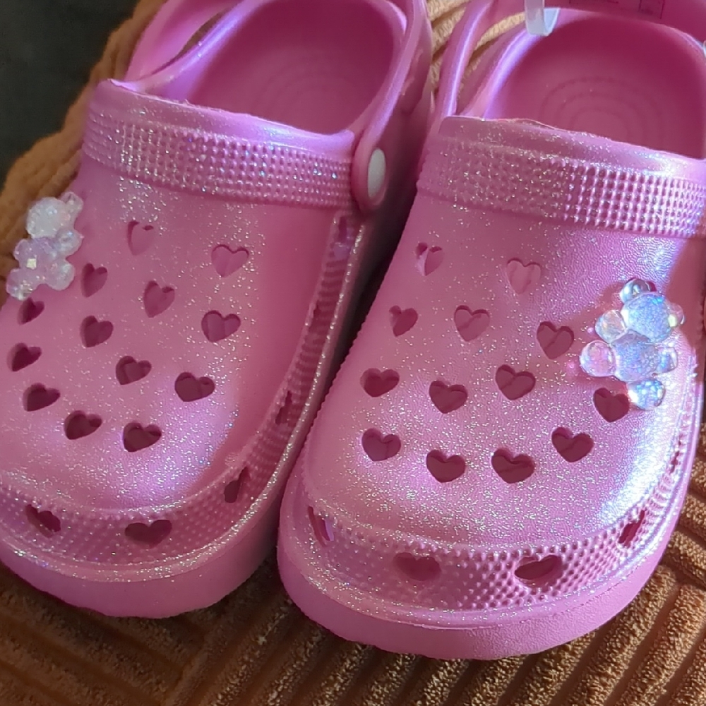Pink Kids Clogs with Heart Cutouts